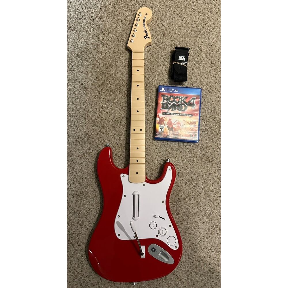 Rock Band 4 Red Guitar Bundle for PlayStation 4 Rockband W Game Tested PS4